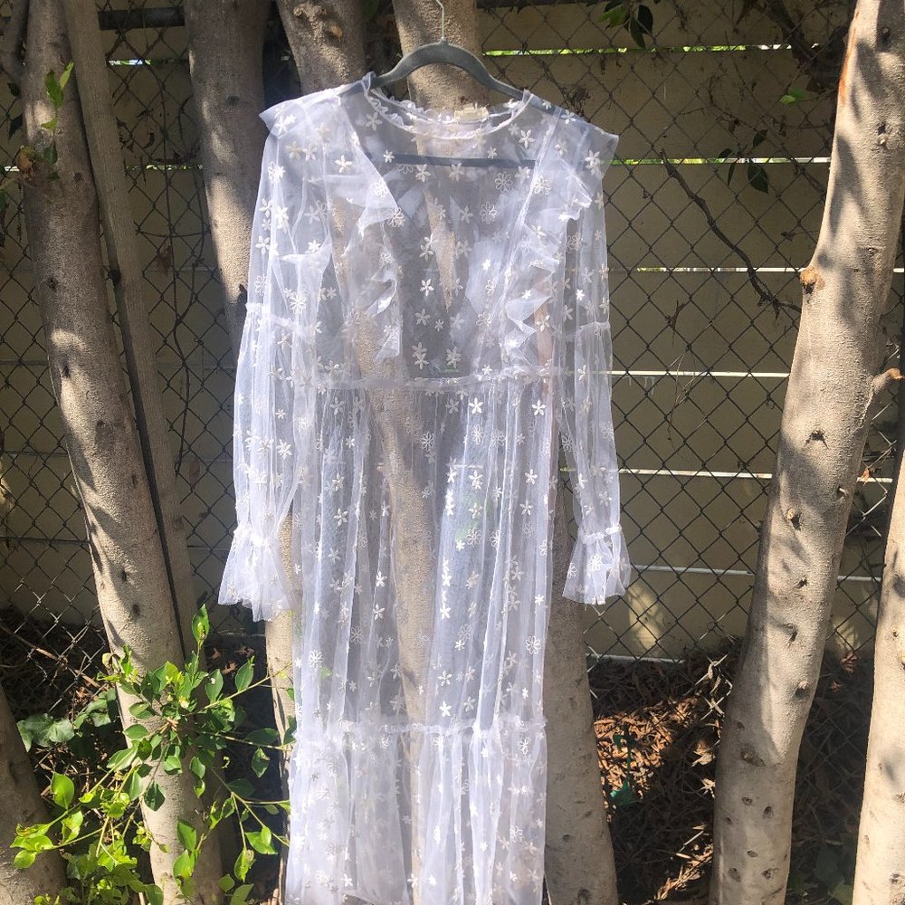 For Love and Lemons Ruffle Midi Tulle Dress M